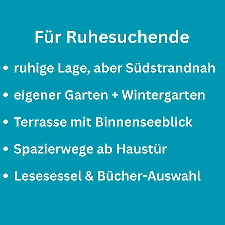 Apartament Huus Binnensee - Erdgeschoss-wohnung Mit Garten & Seeblick - Wintergarten & Terrasse - Hundefreundlich - Ruhige Lage - Suedstrand 5 Min Mit Rad