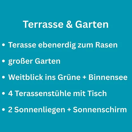 公寓 Huus Binnensee - Erdgeschoss-wohnung Mit Garten & Seeblick - Wintergarten & Terrasse - Hundefreundlich - Ruhige Lage - Suedstrand 5 Min Mit Rad 费马恩