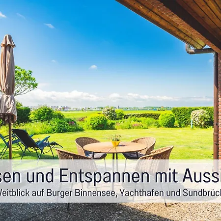 公寓 Huus Binnensee - Erdgeschoss-wohnung Mit Garten & Seeblick - Wintergarten & Terrasse - Hundefreundlich - Ruhige Lage - Suedstrand 5 Min Mit Rad